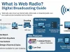 What is Web Radio? Digital Broadcasting Guide Modern digital what is web radio concept showing a person streaming music online with headphones connected to global internet-based audio broadcasting platforms.